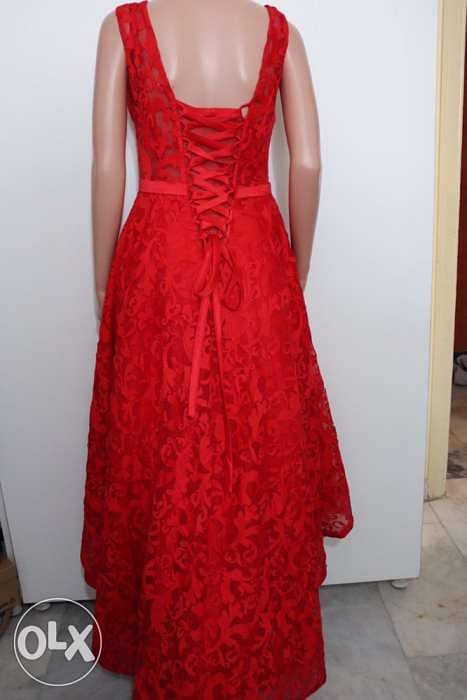 evening dress red short and tall 2