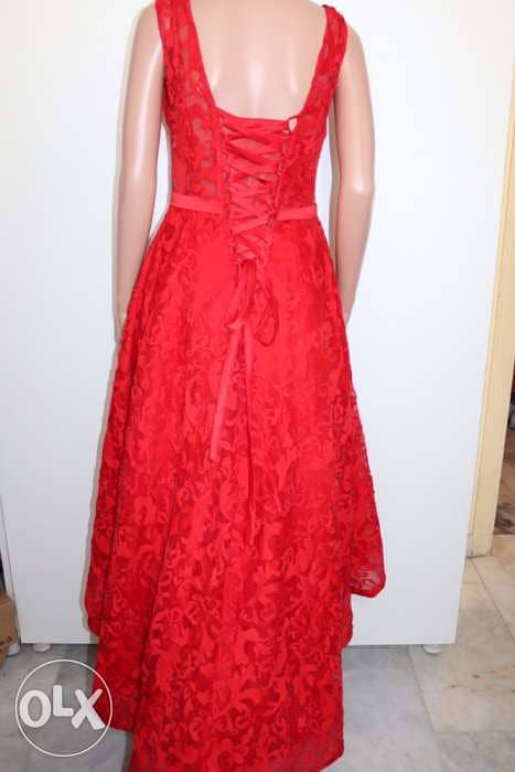 evening dress red short and tall 3