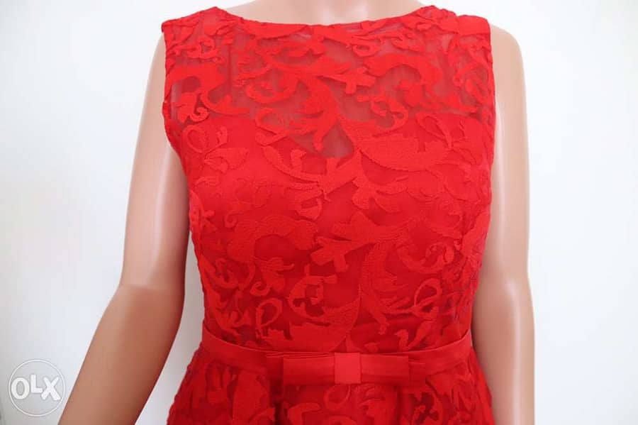 evening dress red short and tall 4