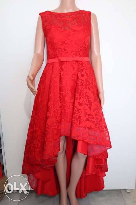 evening dress red short and tall 5