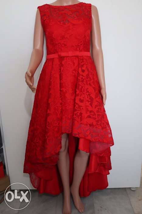 evening dress red short and tall 7