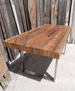 Wood and steel dining table طاولة سفرة حديد و خشب