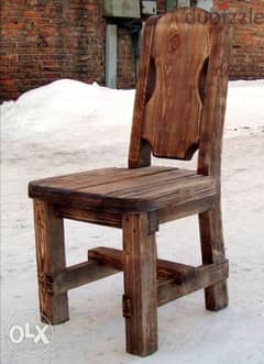 Vintage wood dark brown chair Creative كرسي خشب قدبم بني محروق 0