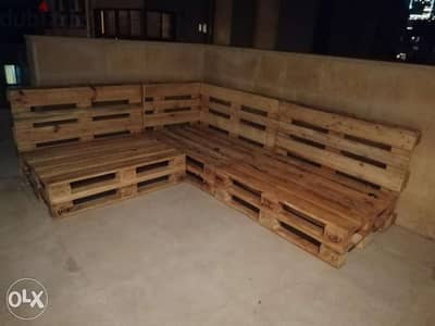 Corner Pallet new outdore set Creative wood جلوس طبالي خشب زاوية