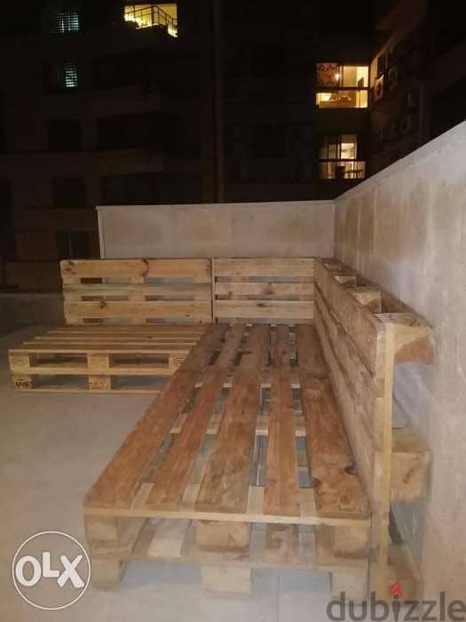 Corner Pallet new outdore set Creative wood جلوس طبالي خشب زاوية 2