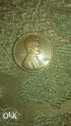 USA Bronze Coin One Wheat Cent year 1944 0