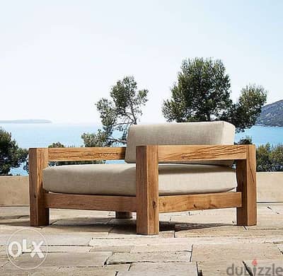 Outdore wooden garden 2 sofa large and small صوفا خشب كبيرة وصغيرة