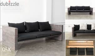 Sofa rustic style Handmade wood صوفا خشب شغل يدوي