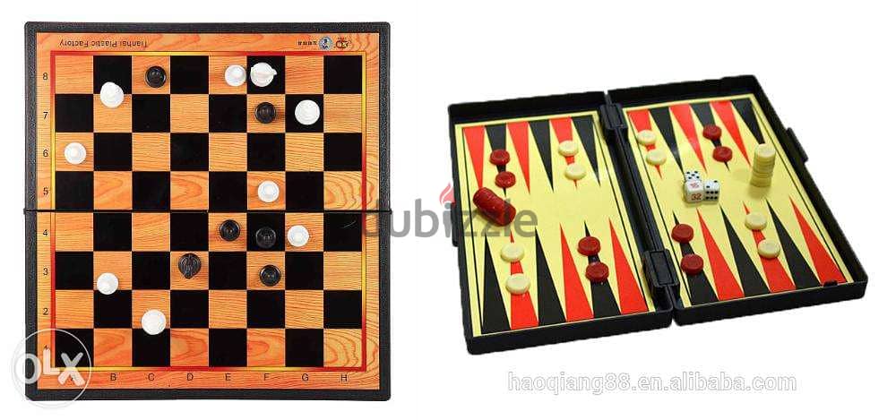 Brand New Plastic Folding Chess, Checkers & Backgammon Magnetic Board 0