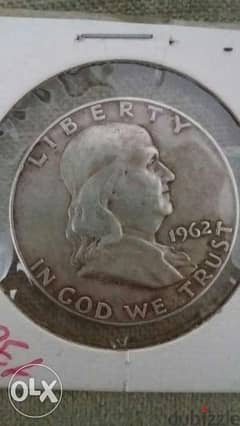 USA Half Silver Dollar of President Benjamin Franklin year 1962 0