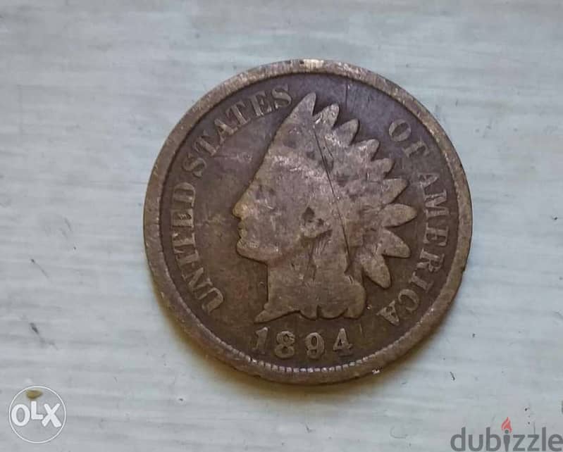 USA Indian Head Cent Copper Bronze year 1894 0