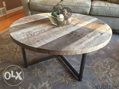 Round tables metal and wood 150cm طاولة بيكار خشب وحديد