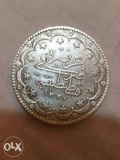 Othamani Large Silver Majeedi Coin year 1327 Hij Mohd the 5th Rachad 0