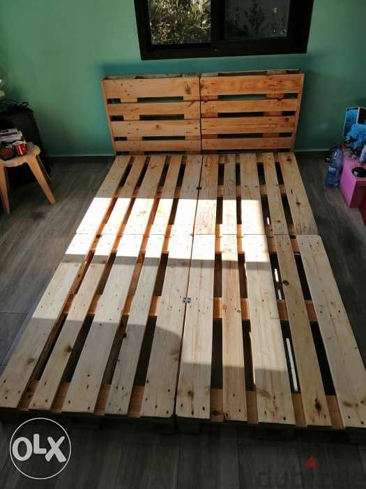 Wood creative palettes large bed تخت طبالي خشب مفرد ونص 6