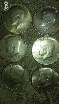 USA 6 Set Memorial Silver Half Dollars Jhon Kennedy fromn1964 to 1969