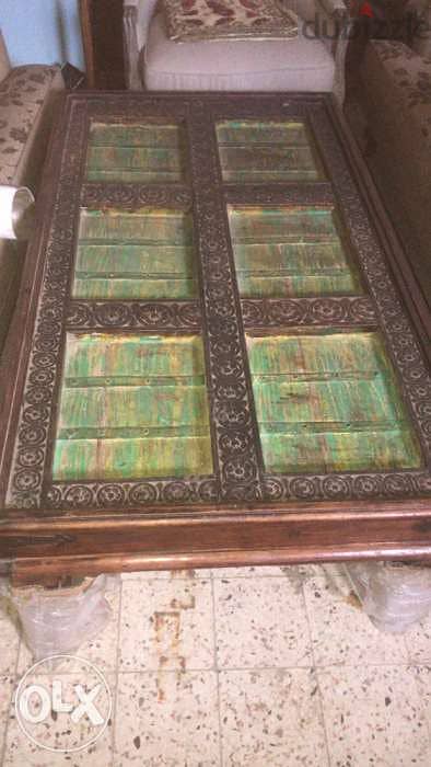 solid wood antique teak door table 2