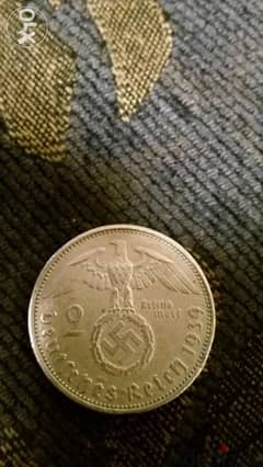Nazi Hitler German Silver Coin WW II year 1939عملة المانية نازية