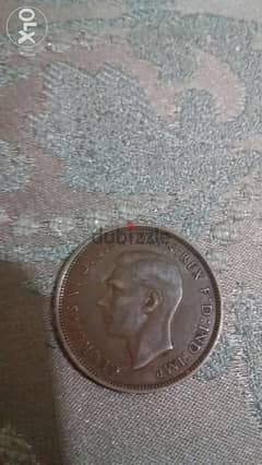 UK penny of King Georges VI year 1938