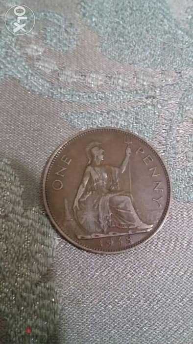UK penny of King Georges VI year 1938 1
