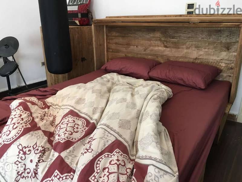 Old closet wood bed queen size تخت مجوز خزانة دريسوار شكل قديم 6