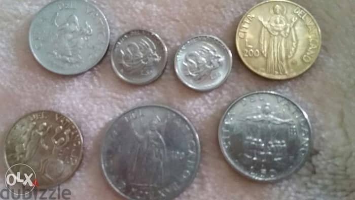 Set of seven Vatican Coins for the popesمجموعة من 7 عملات الفاتيكان 1