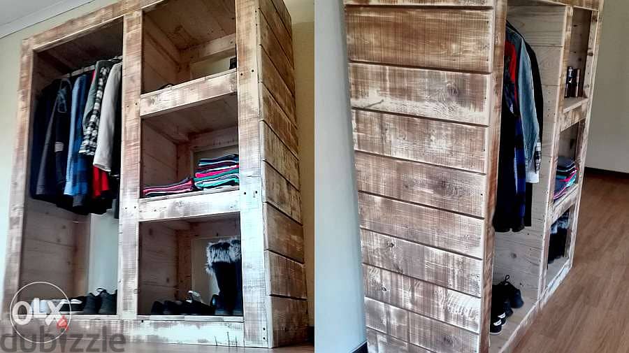 Pallets wood Handmade closet خزانة وسط خشب طبالي 0