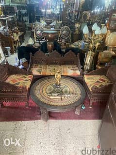solid wood teak set with stone table