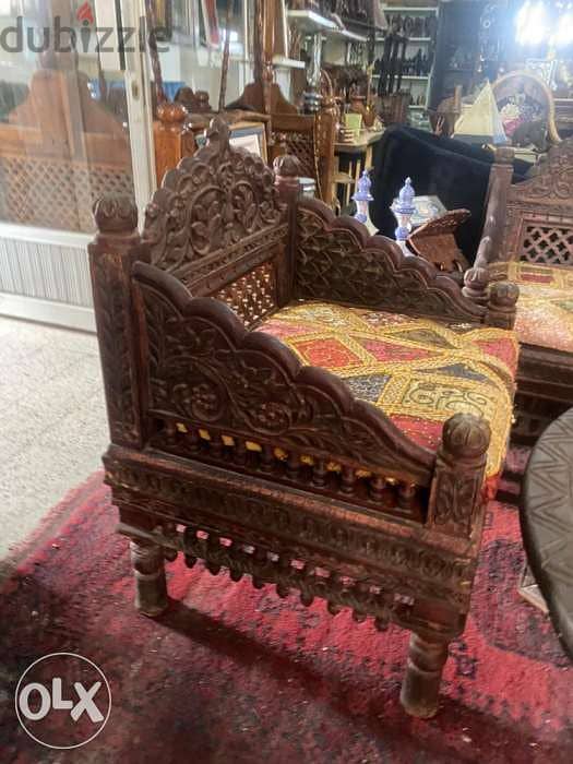 solid wood teak set with stone table 1