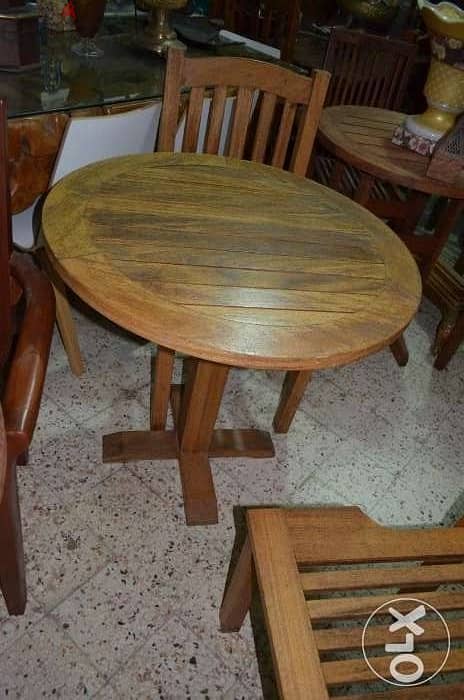 table and 2 chairs outdoor teak wood 3