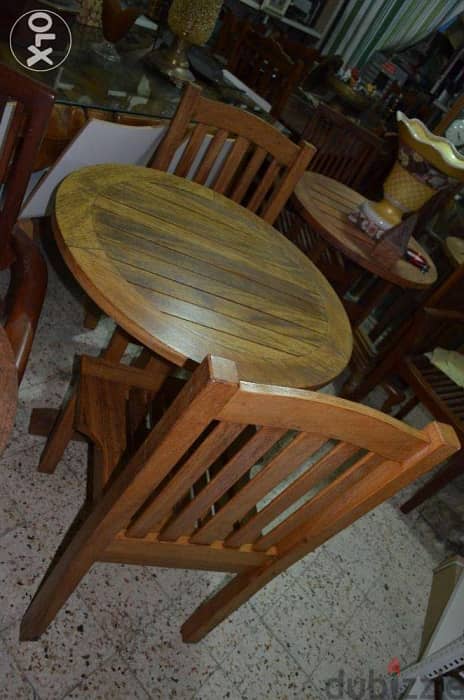 table and 2 chairs outdoor teak wood 5