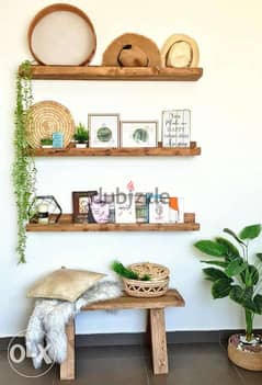 Wood Wall shelfs and banch رفوف حيط وبنك خشب
