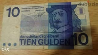 Netherlands Banknote Tein Guilden year 1968 0