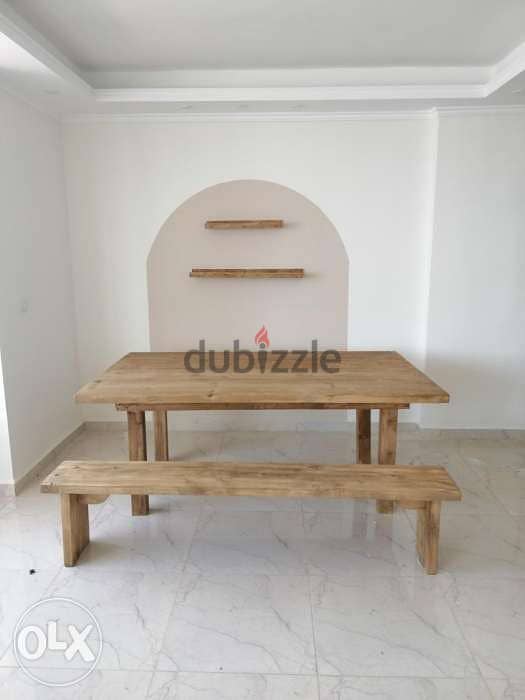 Dinning table massive wood style طاولة صفرة خشب روماني ماسيف 0