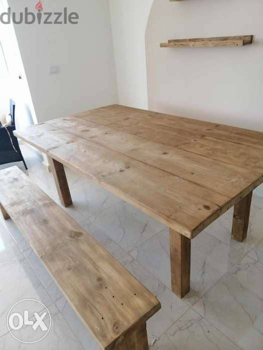 Dinning table massive wood style طاولة صفرة خشب روماني ماسيف 1