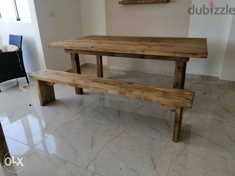 Dinning table massive wood style طاولة صفرة خشب روماني ماسيف 3