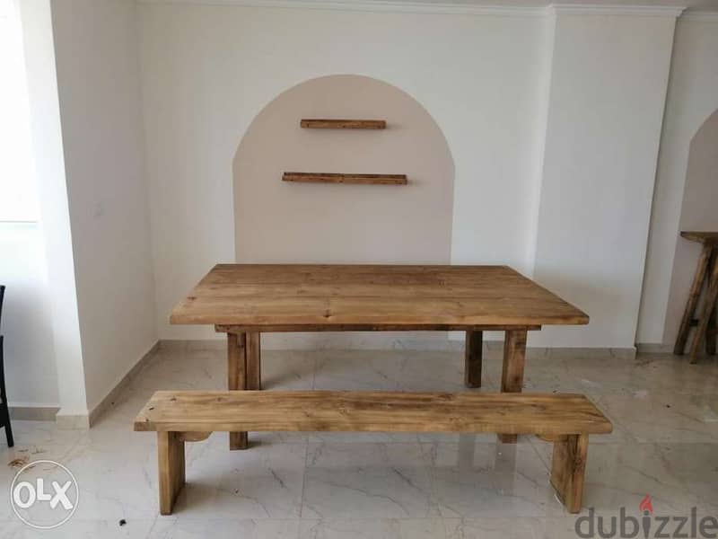 Dinning table massive wood style طاولة صفرة خشب روماني ماسيف 4