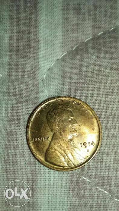 One USA wheat Cent Peny year 1914 D 0