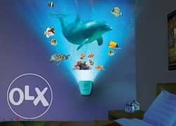 Night light and soun of dolphin with wall stickers toy 0