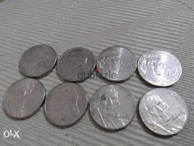 Set of Eight USA Five Cents Memorial coins