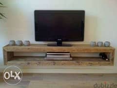 Tv unit thick wood float design ستاند تلفزيون خشب سميك معلق