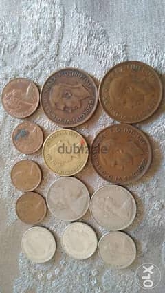 Set of 13 old Austrailian Coinsمجموعة من ١٣ عملة اوسترالية قديمة