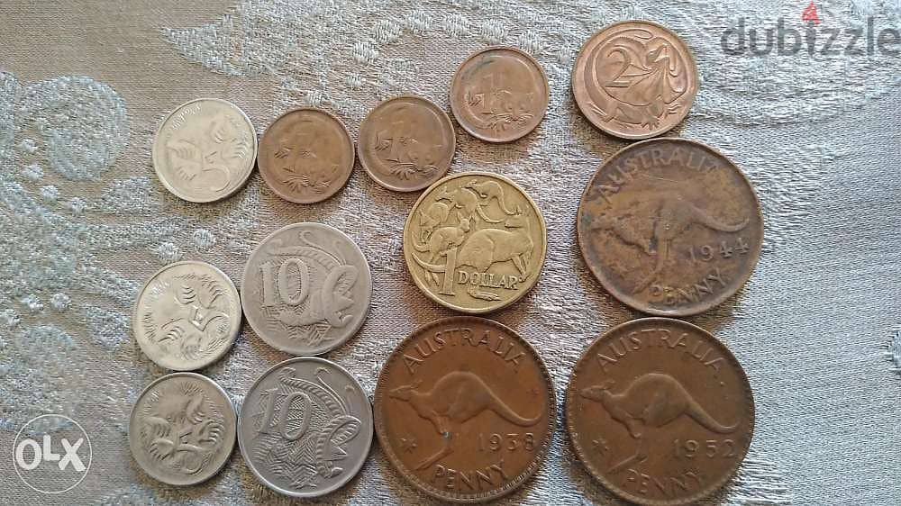 Set of 13 old Austrailian Coinsمجموعة من ١٣ عملة اوسترالية قديمة 1