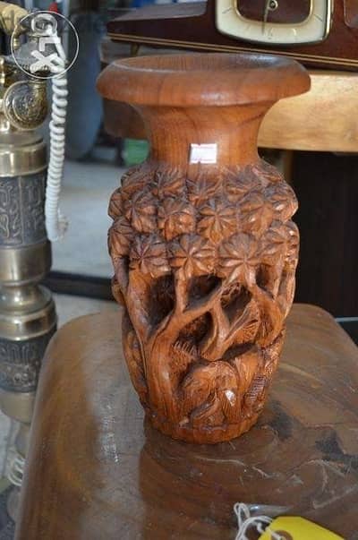 vase solid wood engraved