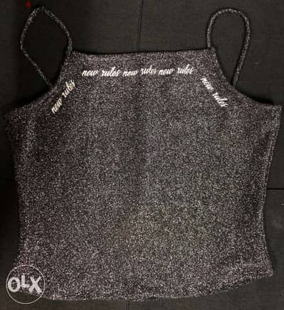 crop top, black & silver, top for ladies