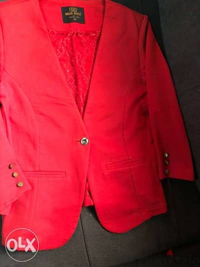 Blazer, jacket, clothing for women, red color, mesium size