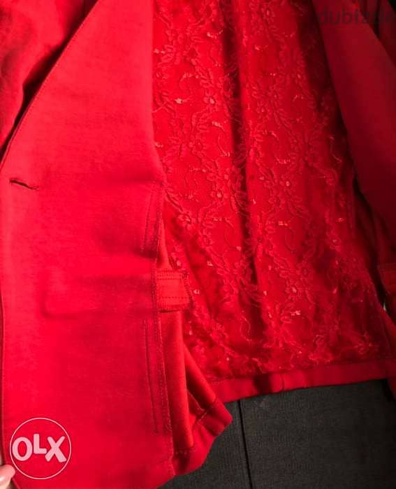 Blazer, jacket, clothing for women, red color, mesium size 6