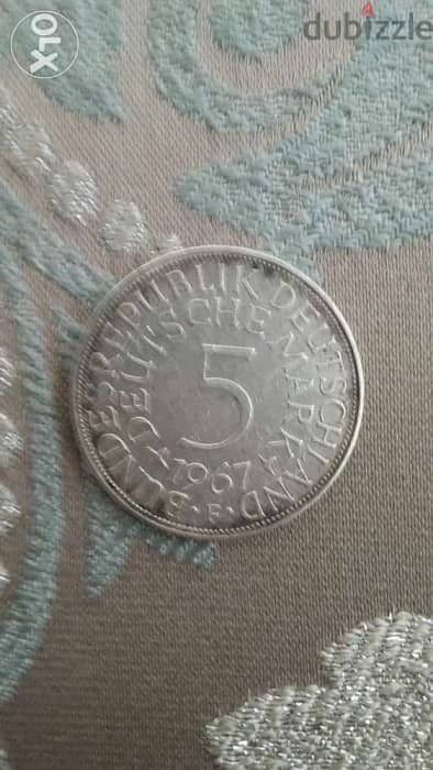 Germany Deutschland Silver Coin 5 Marks year 1967 1