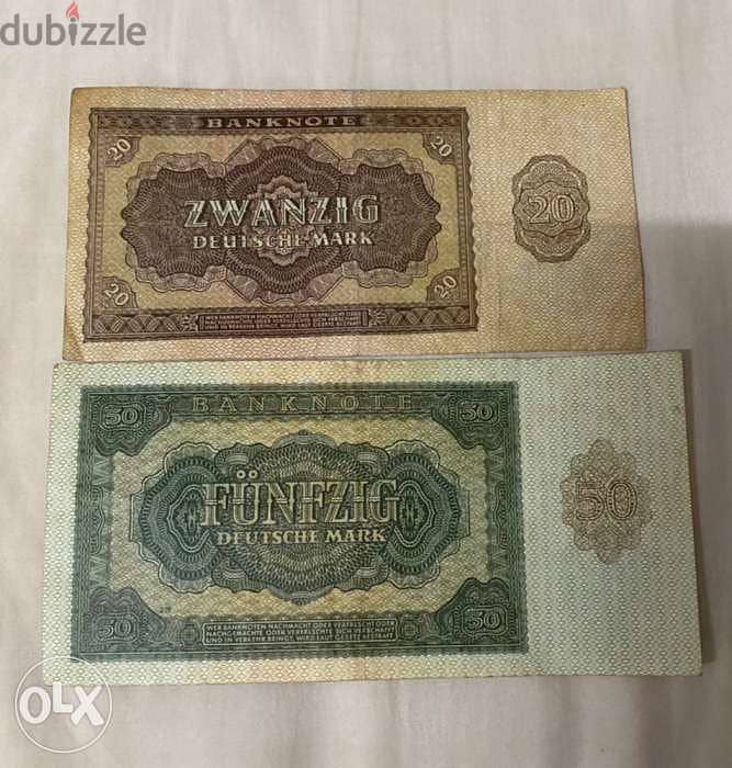 عملة ٢٠ و ٥٠ مارك الماني لالمانيا الشرقية سنة ١٩٤٨ 1