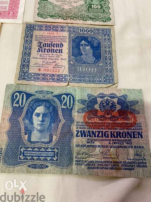 مجموعة عملات نمساوي عمرها ١٠٠ سنة ١٩١٣-١٩٢٣ من ٢٠ هيلير ١٠٠٠كراون 1