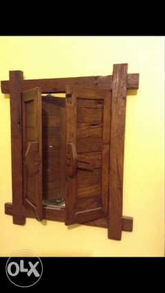 For sale handmade teak wood mirror 0